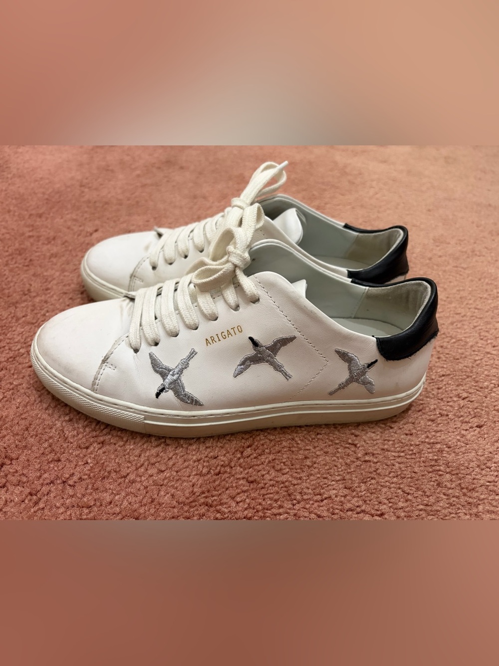 Axel Arigato Clean 90 Silver Bee Bird White Leather Sneakers